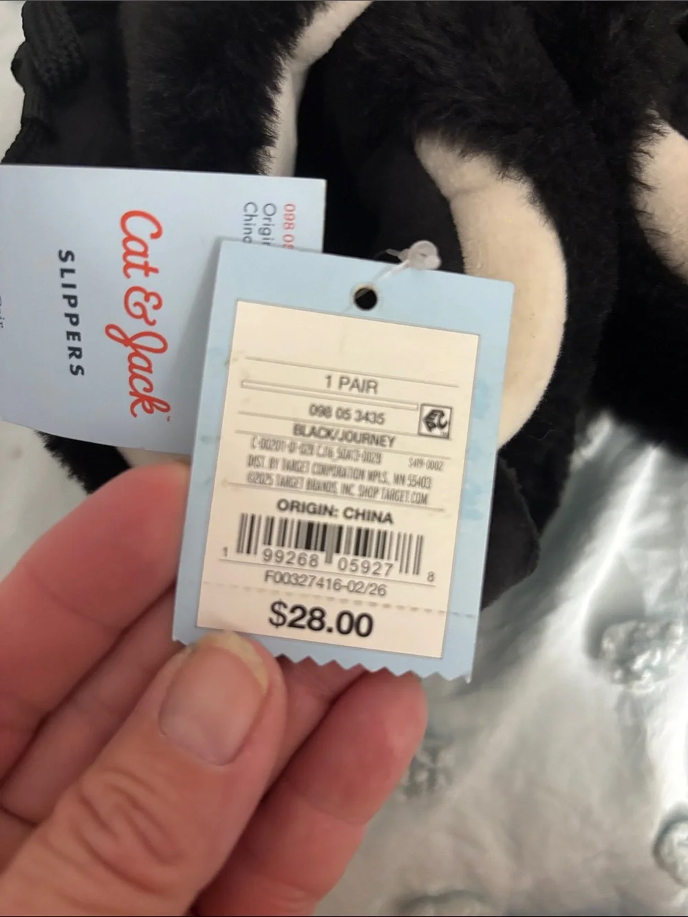 Cat & Jack Black and White Plush Slipper Sneakers